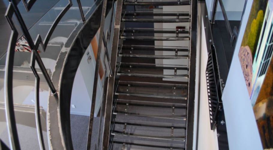 Custom Steel Industrial Modern Staircase - Birdseye