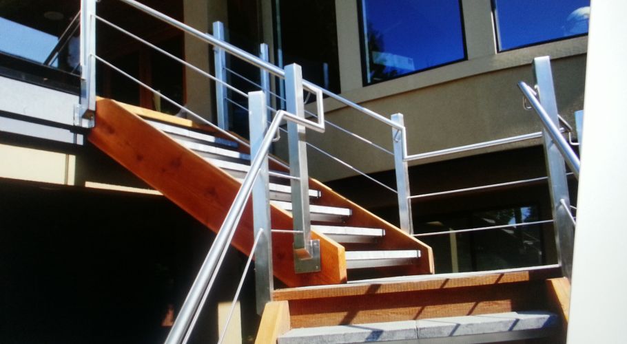 custom railing with glass and cable